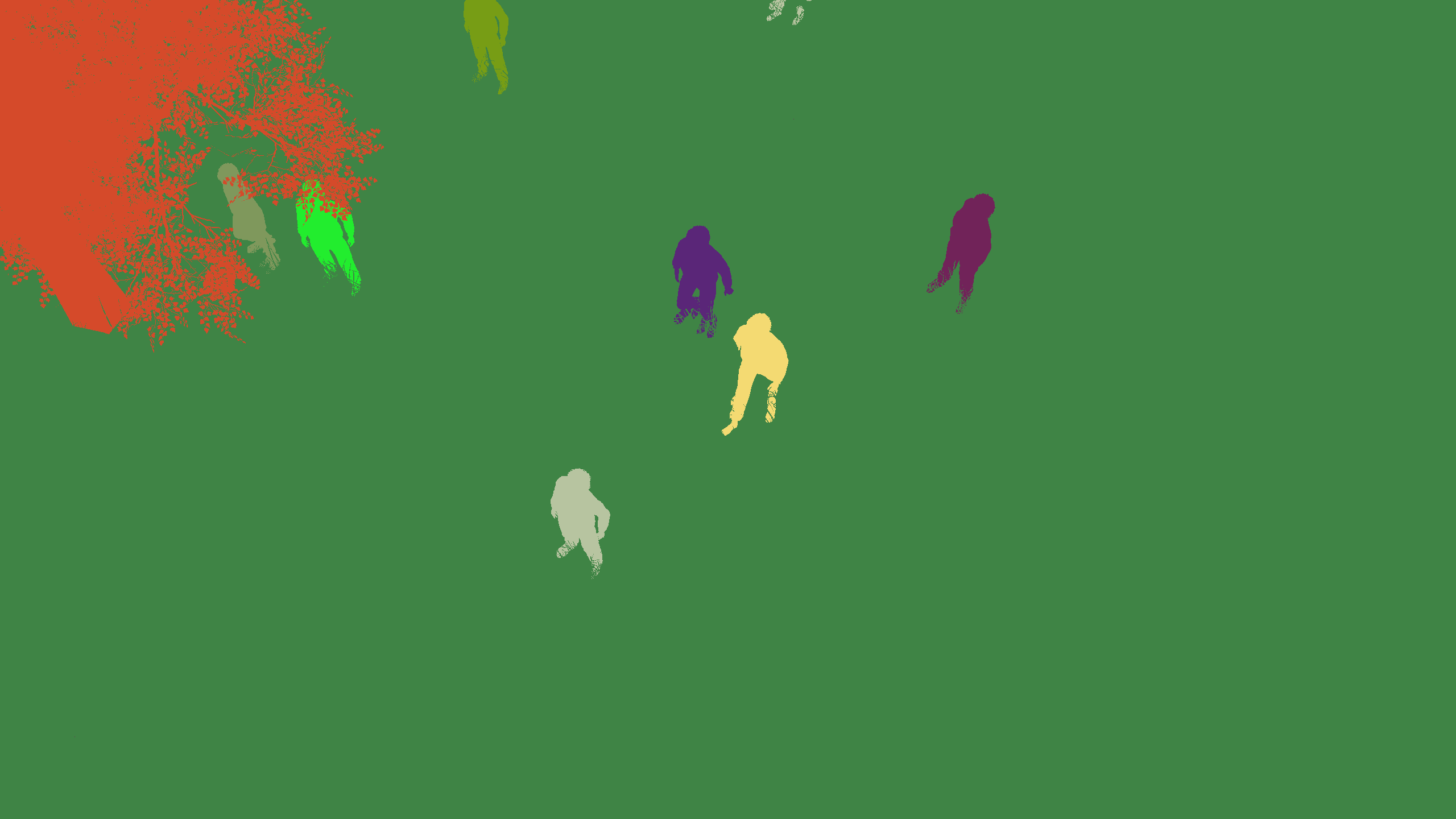 Semantic masks of people in a forest